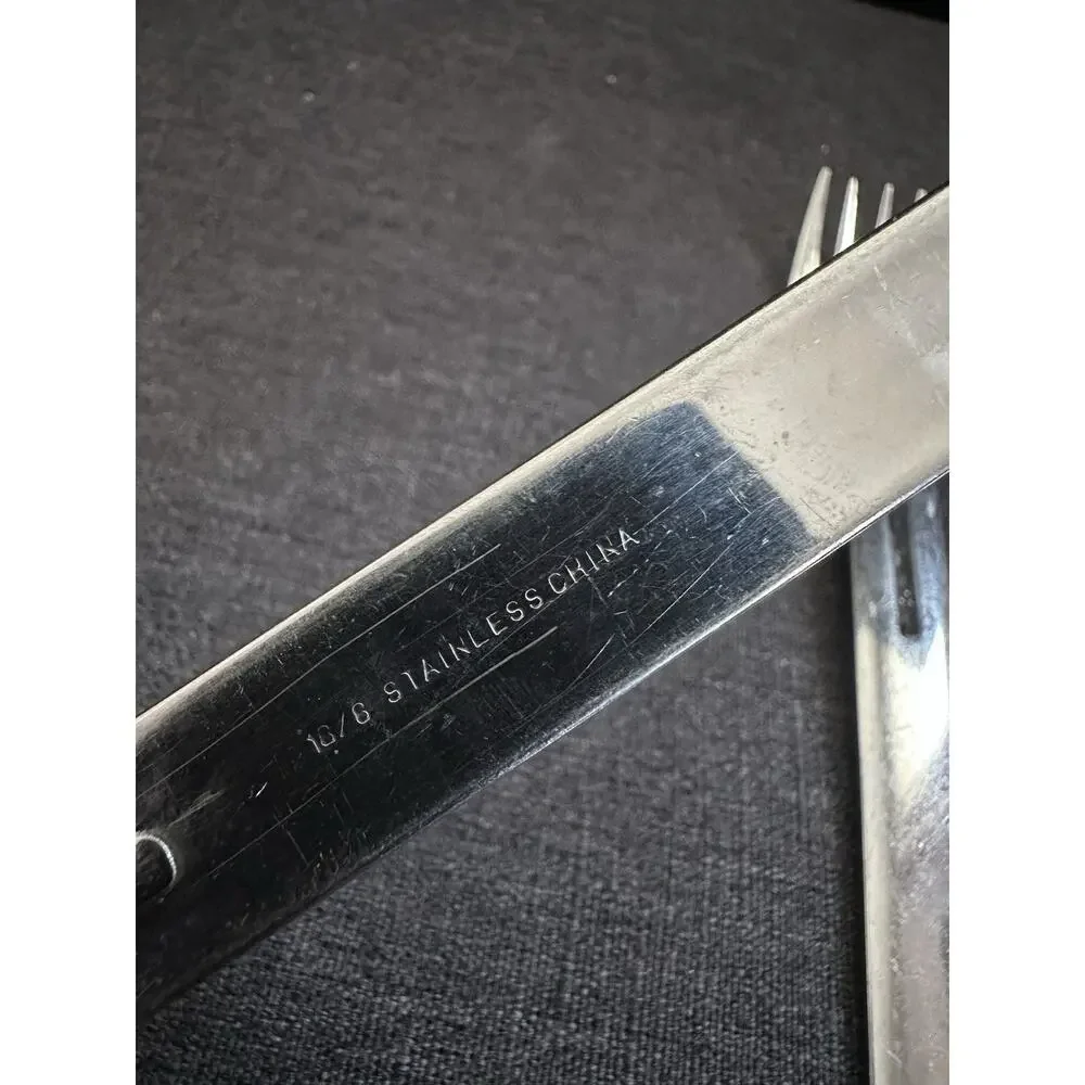 Modern 18/8 Stainless Flatware Slotted Handle Set 3 Forks 1 Knife China